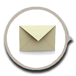 Enveloppe dans un cercle pour illustrer une rubrique d'un site web.